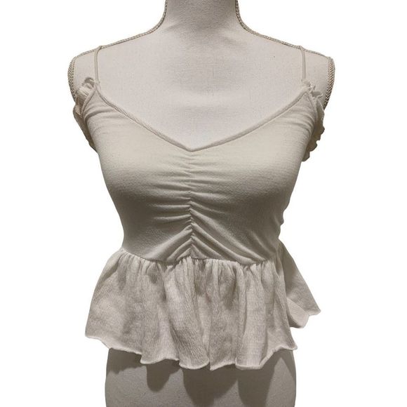 Urban Outfitters Tops - Urban Outfitters Womens Top White Crop Spaghetti Straps Ruffles Size XS